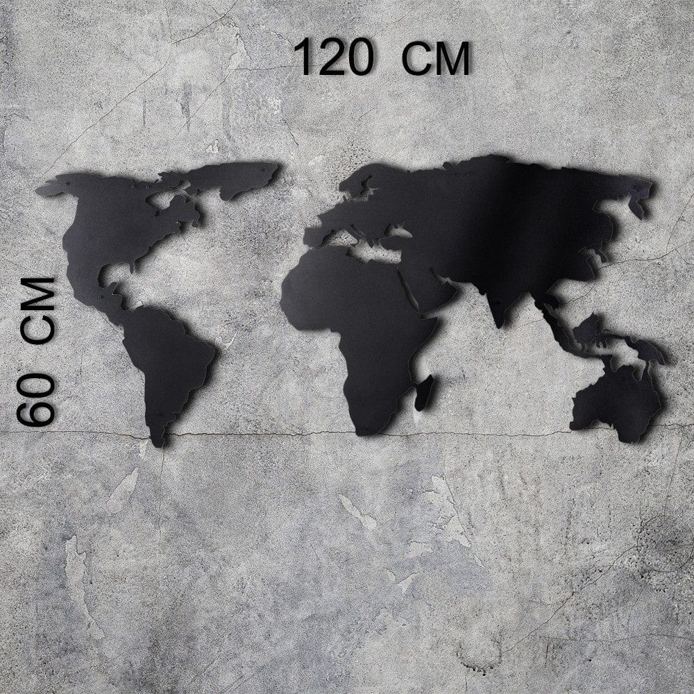 Asir Decorazione World Map Silhouette Nero