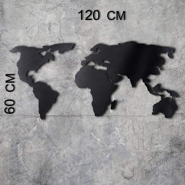 Asir Decorazione World Map Silhouette Nero