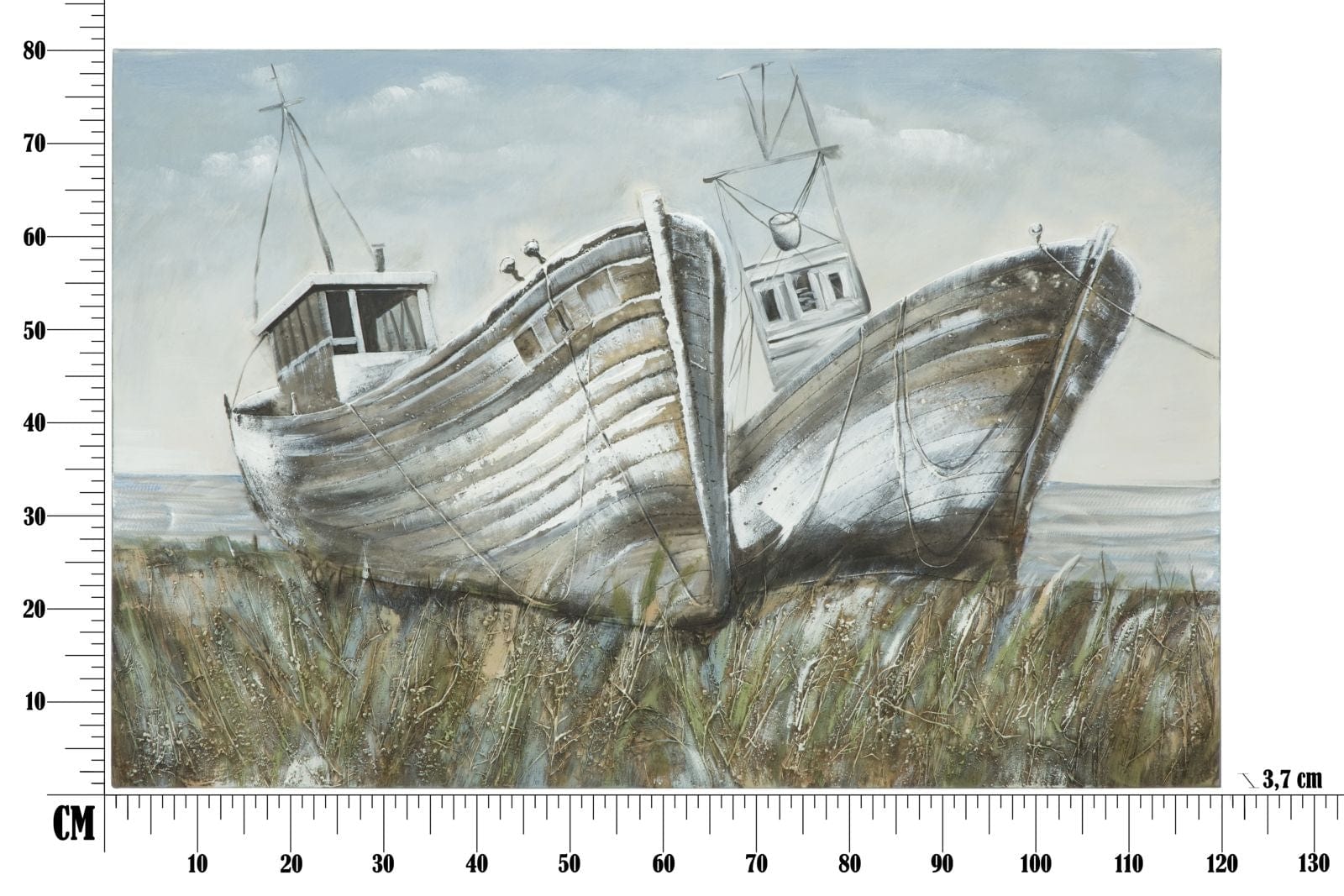 Mauro Ferretti Dipinto Su Tela Barche cm 120x3,7x80