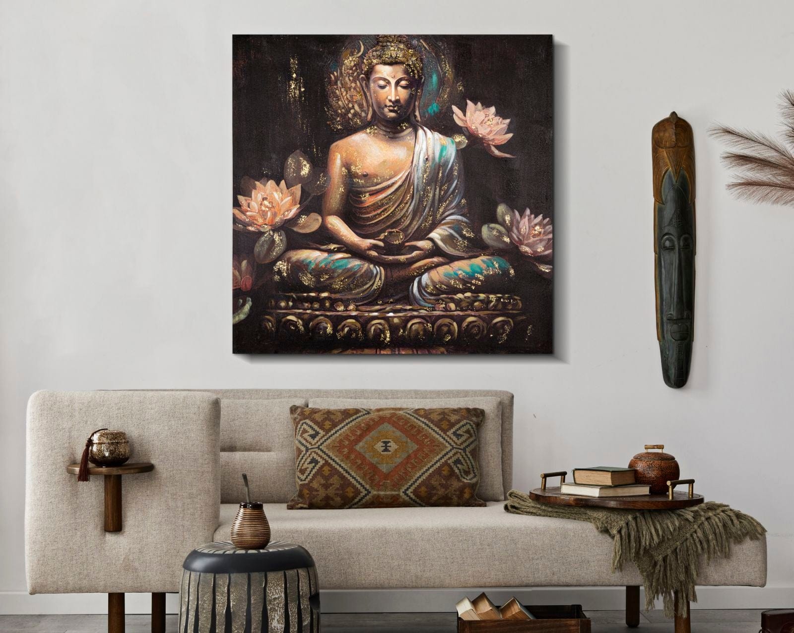 Mauro Ferretti Dipinto Su Tela Buddha -A- cm 100x3x100