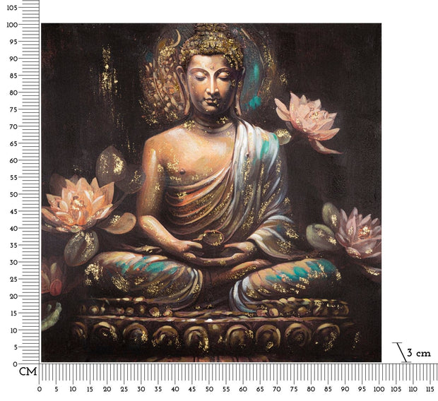 Mauro Ferretti Dipinto Su Tela Buddha -A- cm 100x3x100