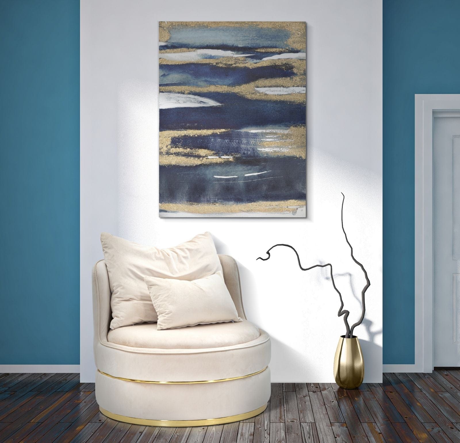Mauro Ferretti Dipinto Su Tela Dark Blue cm 60x2,7x80