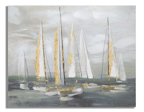 Dipinto Su Tela Gold Boat cm 100x2,8x80