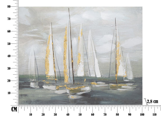 Mauro Ferretti Dipinto Su Tela Gold Boat cm 100x2,8x80