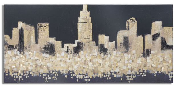 Mauro Ferretti Dipinto Su Tela Golden City cm 150x3,8x70