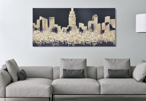 Mauro Ferretti Dipinto Su Tela Golden City cm 150x3,8x70