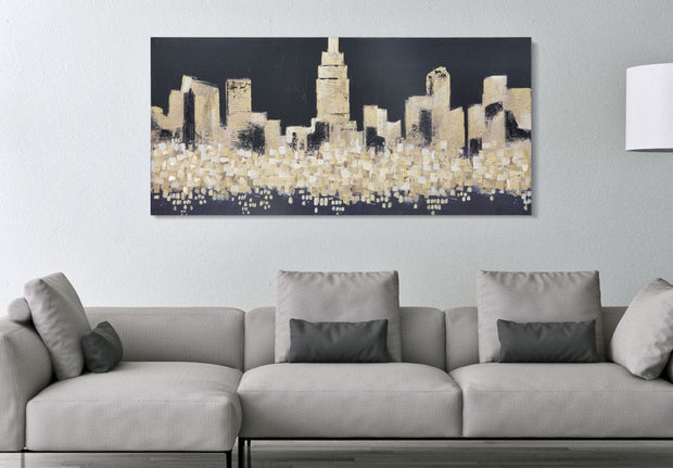 Mauro Ferretti Dipinto Su Tela Golden City cm 150x3,8x70