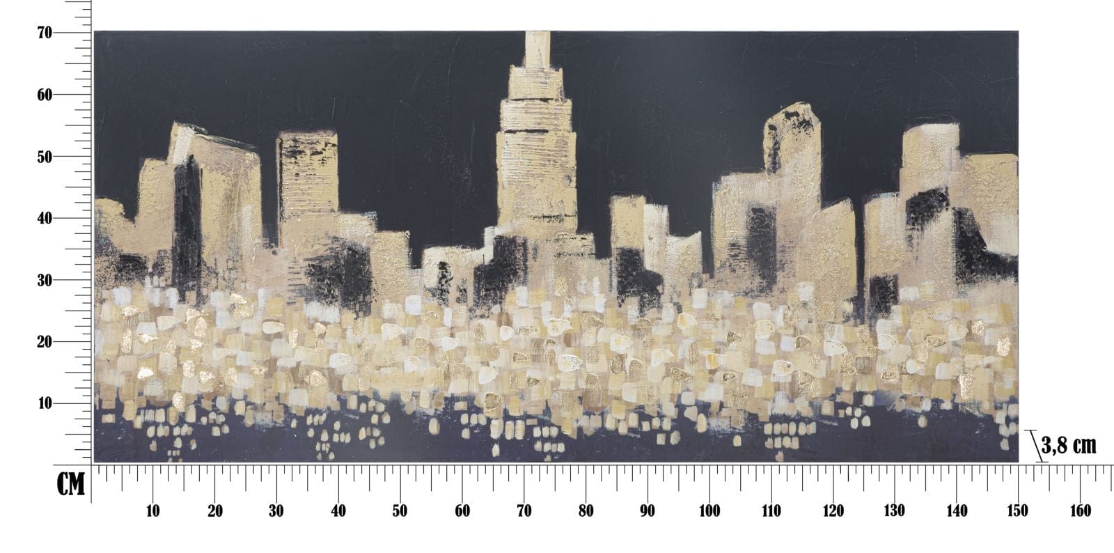 Mauro Ferretti Dipinto Su Tela Golden City cm 150x3,8x70
