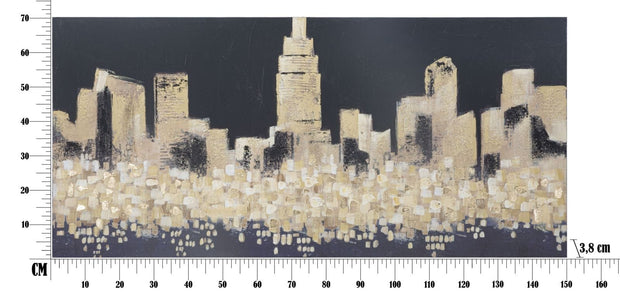 Mauro Ferretti Dipinto Su Tela Golden City cm 150x3,8x70