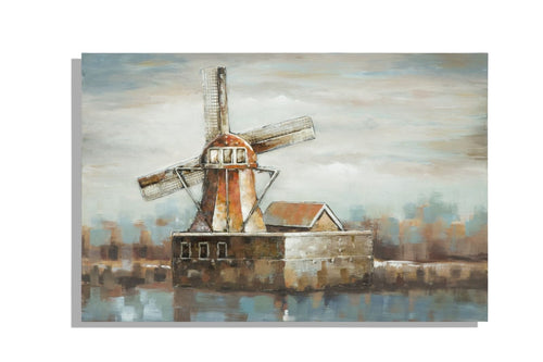 Mauro Ferretti Dipinto Su Tela Mulino A Vento cm 120x3,7x80