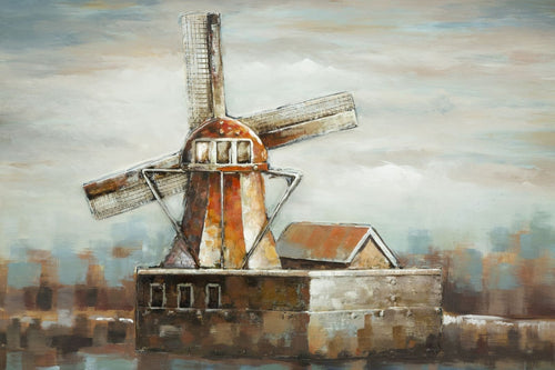 Mauro Ferretti Dipinto Su Tela Mulino A Vento cm 120x3,7x80
