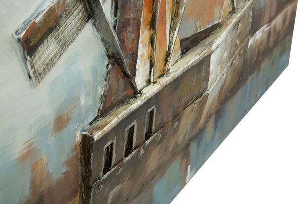 Mauro Ferretti Dipinto Su Tela Mulino A Vento cm 120x3,7x80