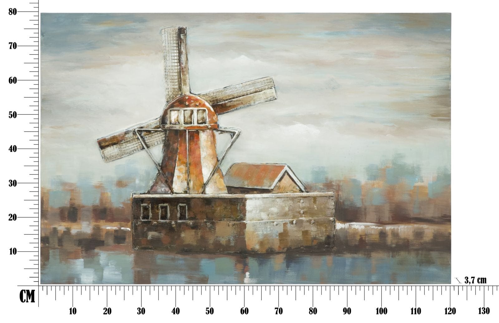 Mauro Ferretti Dipinto Su Tela Mulino A Vento cm 120x3,7x80