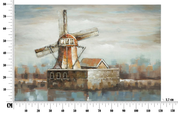 Mauro Ferretti Dipinto Su Tela Mulino A Vento cm 120x3,7x80