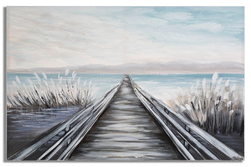 Mauro Ferretti Dipinto Su Tela Pontile cm 120x3,8x80
