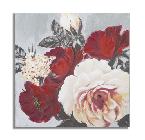 Mauro Ferretti Dipinto Su Tela Red Flower Square cm 90x3,7x90