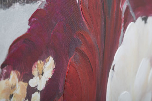 Mauro Ferretti Dipinto Su Tela Red Flower Square cm 90x3,7x90