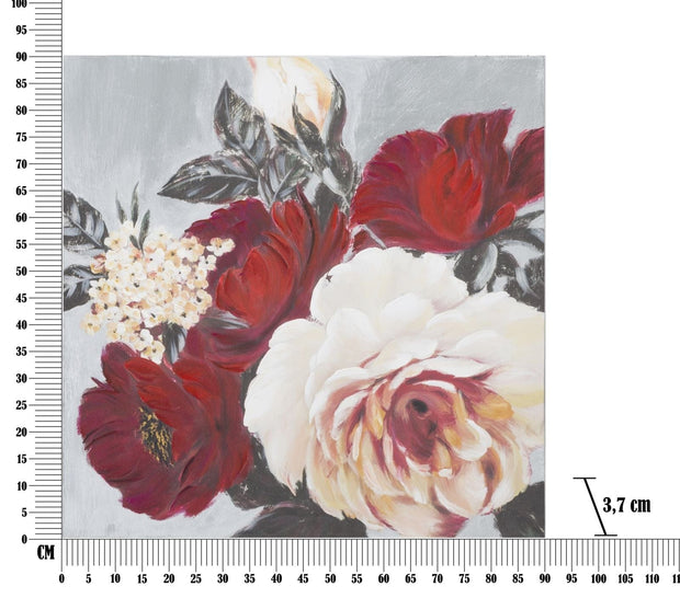 Mauro Ferretti Dipinto Su Tela Red Flower Square cm 90x3,7x90