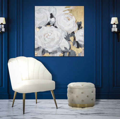 Mauro Ferretti Dipinto Su Tela White Flower -A- cm 90x3,7x90