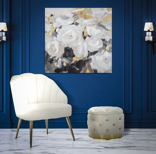 Mauro Ferretti Dipinto Su Tela White Flower -B- cm 90x3,7x90