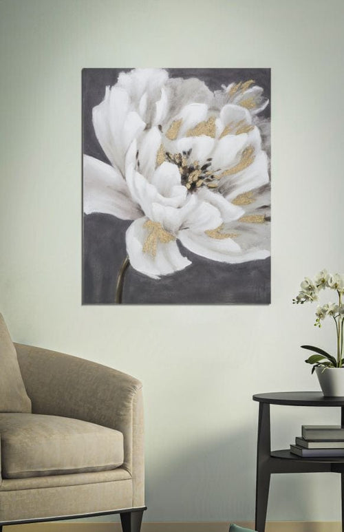 Mauro Ferretti Dipinto Su Tela White/Gold Flower cm 80x3,7x100