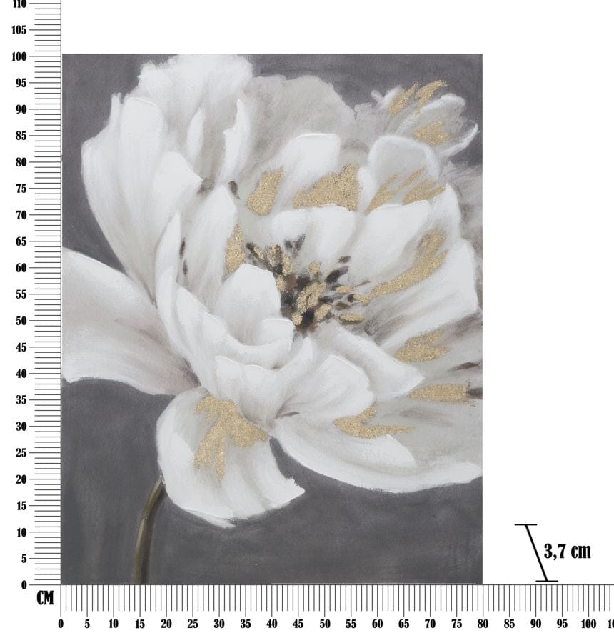 Mauro Ferretti Dipinto Su Tela White/Gold Flower cm 80x3,7x100