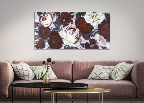 Mauro Ferretti Dipinto Su Tela White/Red Flower Darkback cm 120x3,7x60