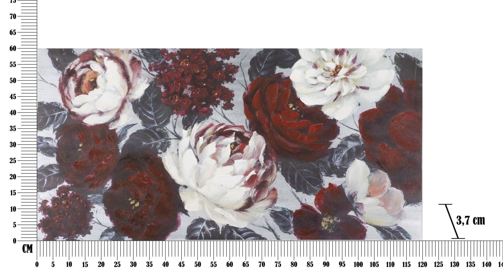 Mauro Ferretti Dipinto Su Tela White/Red Flower Darkback cm 120x3,7x60