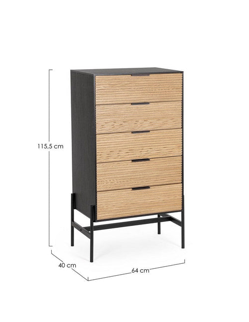 Bizzotto Dispensa con 5 cassetti Allycia Nero
