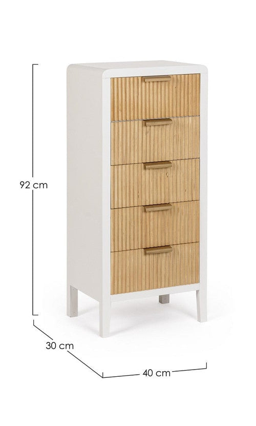 Bizzotto Dispensa con 5 cassetti Charley Bianco