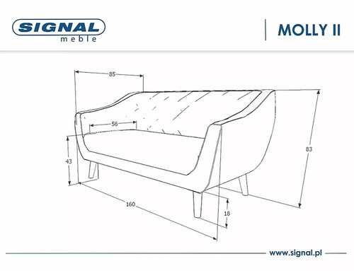 Signal Divano 2 posti in velluto Molly 2 Beige