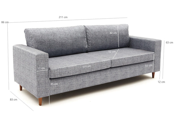 Asir Divano 3 posti in tessuto Step Grigio