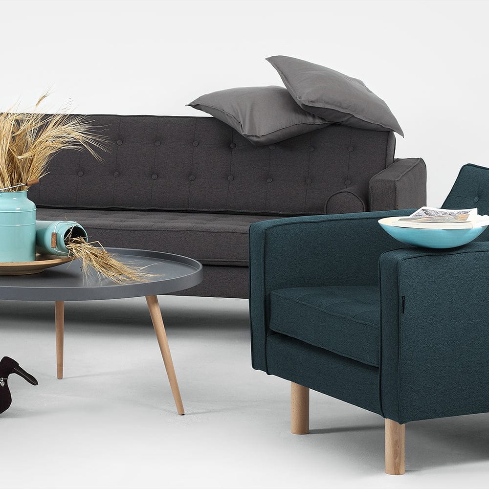 Customform Divano 3 posti in tessuto Topic Wood Grigio