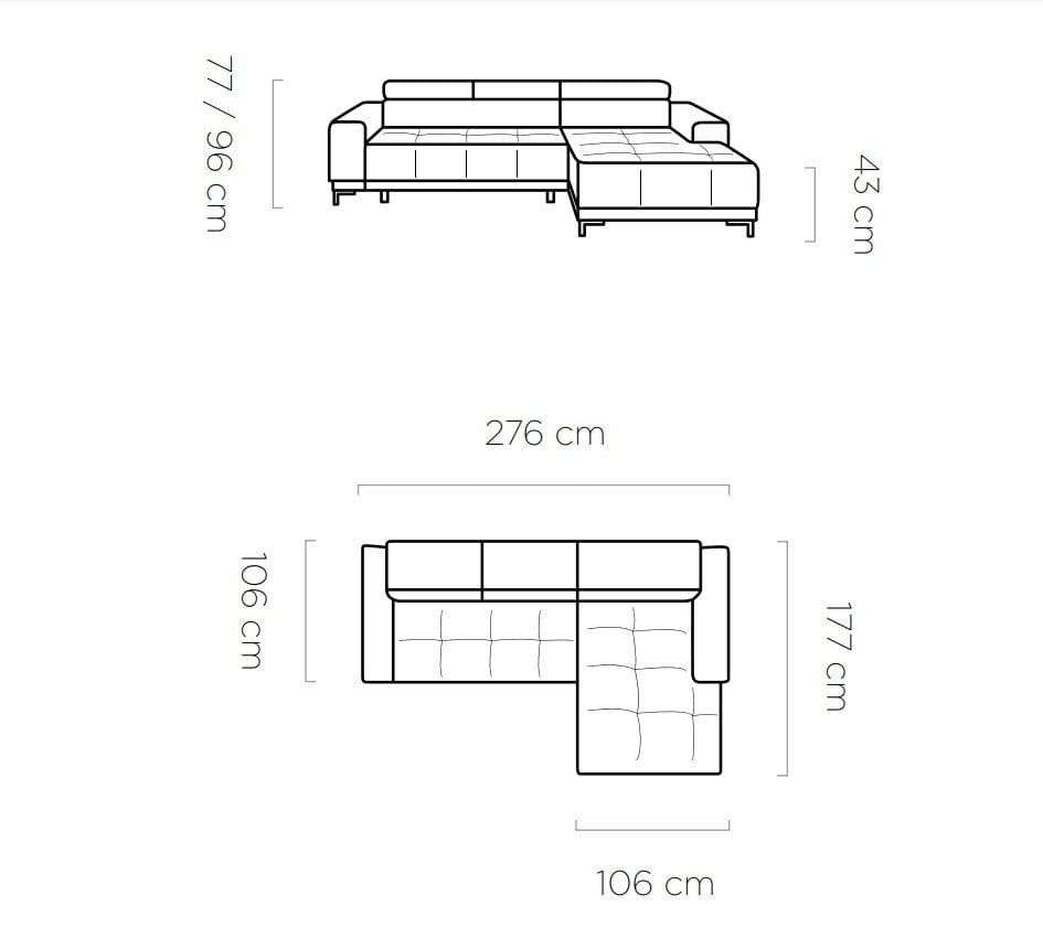 Wersal Divano Angolare a sinistro 4 posti Hugos Mini Blu