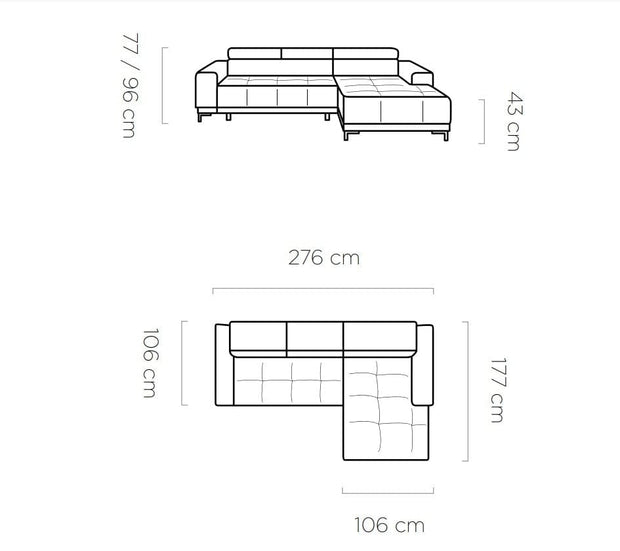 Wersal Divano Angolare a sinistro 4 posti Hugos Mini Blu