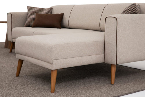 Oyo Divano Angolare Letto 3 posti in tessuto Elita Beige