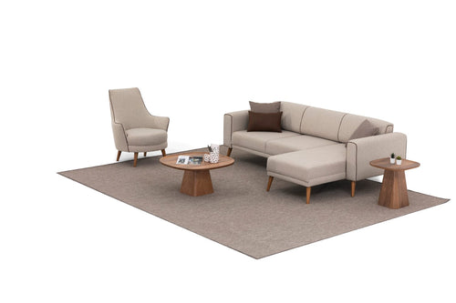 Oyo Divano Angolare Letto 3 posti in tessuto Elita Beige