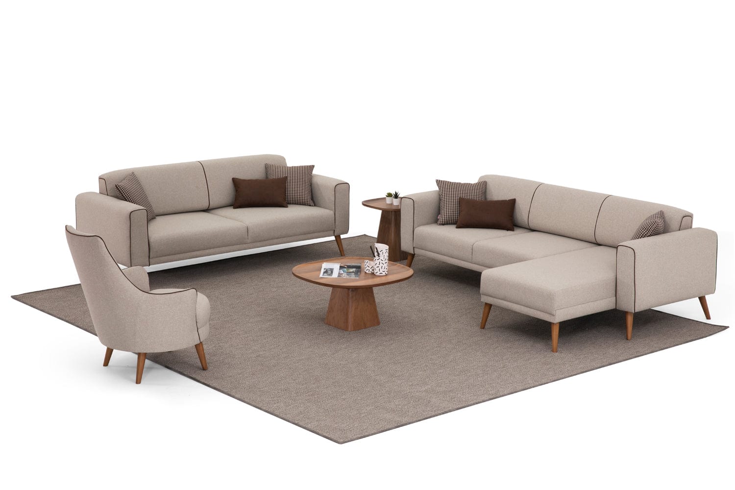 Oyo Divano Angolare Letto 3 posti in tessuto Elita Beige