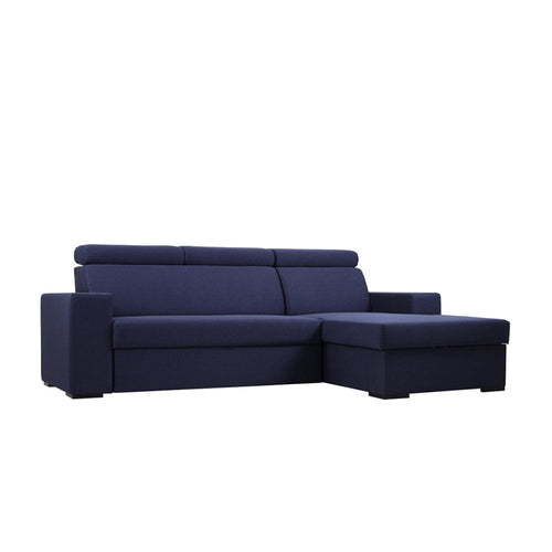 Customform Divano Angolare Letto a destro, 3 posti, in tessuto Atlantica Blu
