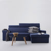 Customform Divano Angolare Letto a destro, 3 posti, in tessuto Atlantica Blu