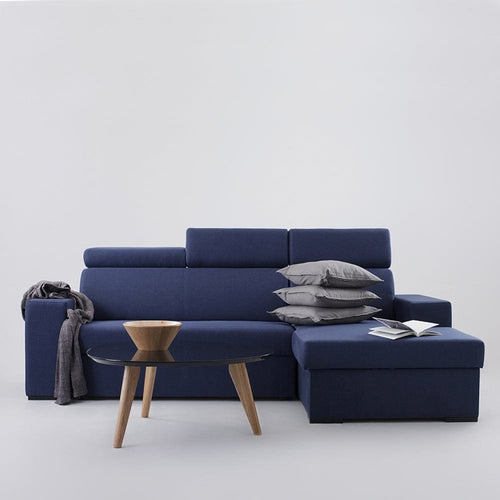 Customform Divano Angolare Letto a destro, 3 posti, in tessuto Atlantica Blu