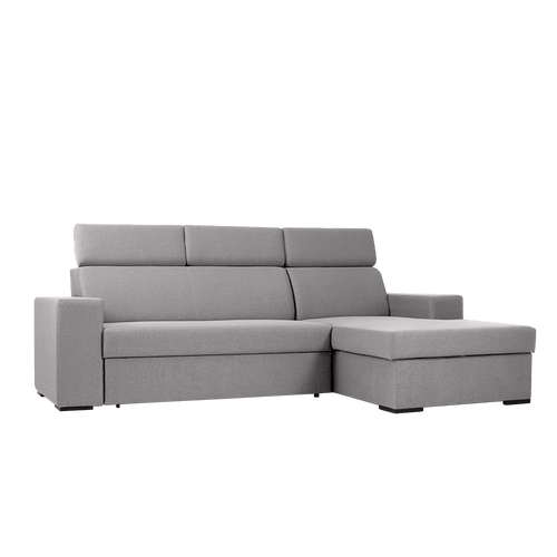 Customform Divano Angolare Letto a destro, 3 posti, in tessuto Atlantica Grigio