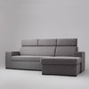 Customform Divano Angolare Letto a destro, 3 posti, in tessuto Atlantica Grigio