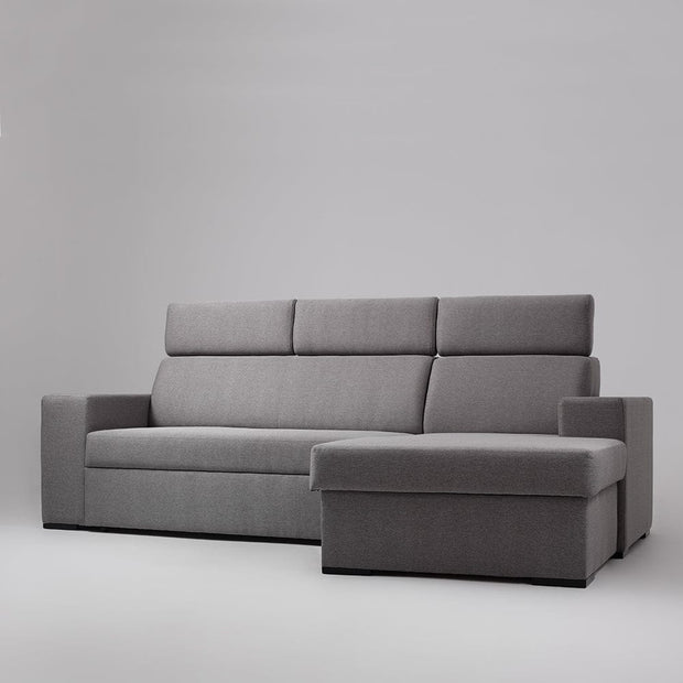 Customform Divano Angolare Letto a destro, 3 posti, in tessuto Atlantica Grigio