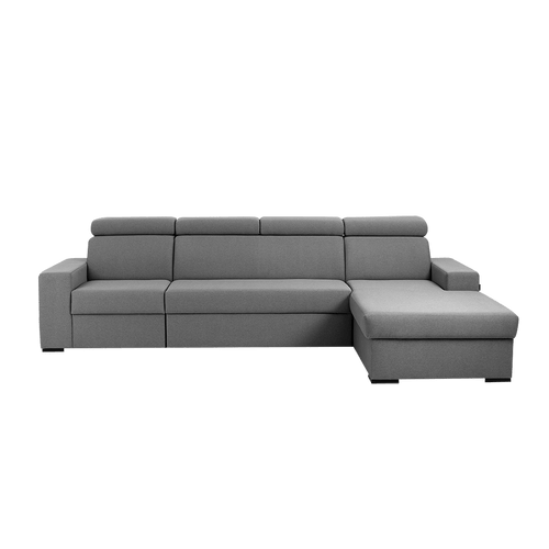 Customform Divano Angolare Letto a destro, 3 posti, in tessuto Atlantica Grigio