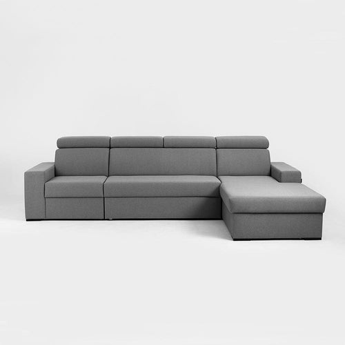 Customform Divano Angolare Letto a destro, 3 posti, in tessuto Atlantica Grigio