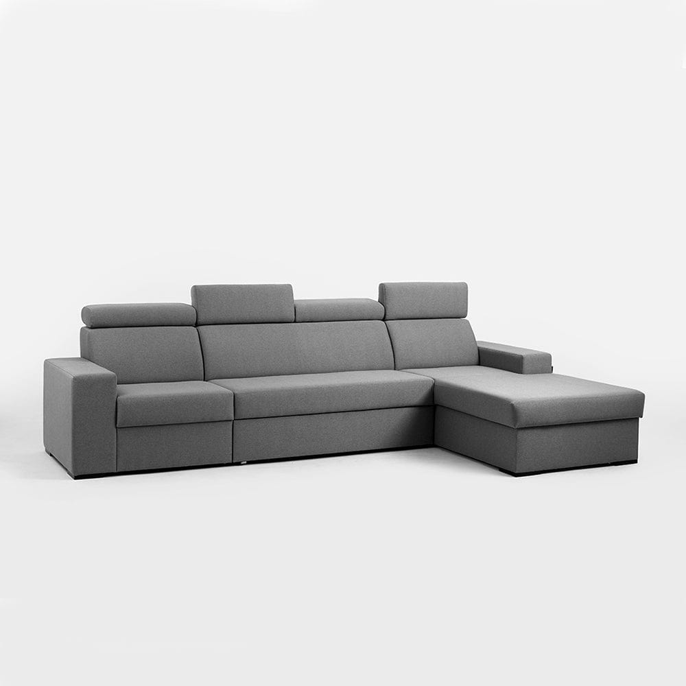 Customform Divano Angolare Letto a destro, 3 posti, in tessuto Atlantica Grigio