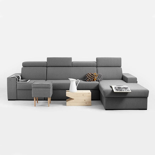 Customform Divano Angolare Letto a destro, 3 posti, in tessuto Atlantica Grigio