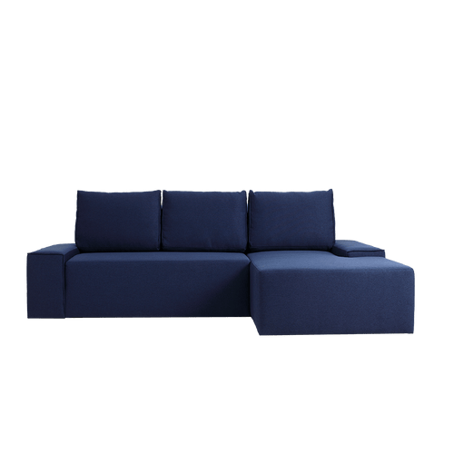 Customform Divano Angolare Letto a destro, 3 posti, in tessuto Flopp Blu