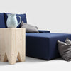 Customform Divano Angolare Letto a destro, 3 posti, in tessuto Flopp Blu